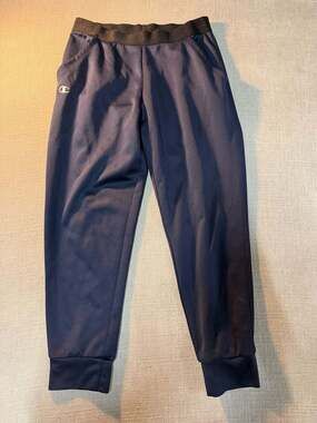 Champion Women's Athletic Logo Jogger Pants in Navy Blue